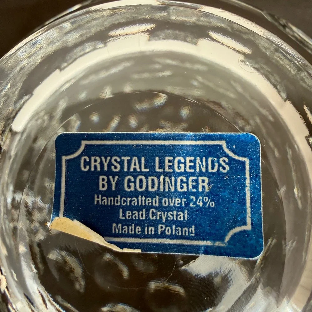 Godinger Crystal Legends Egg Trinket Box Candy Dish 24% Lead Crystal Made Poland